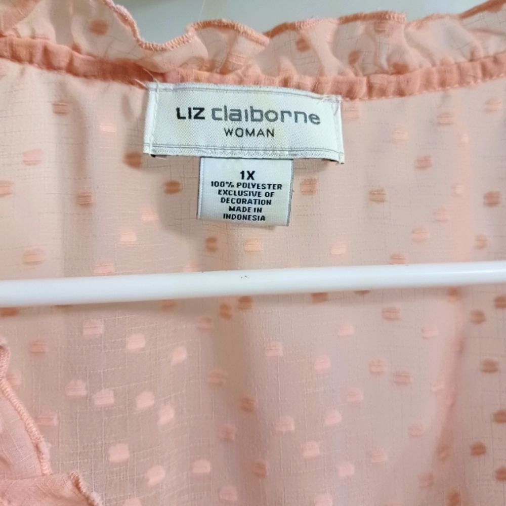 Liz Claiborne Pink Blouse with Built-in Tank Top Women's 1X - Picture 5 of 14